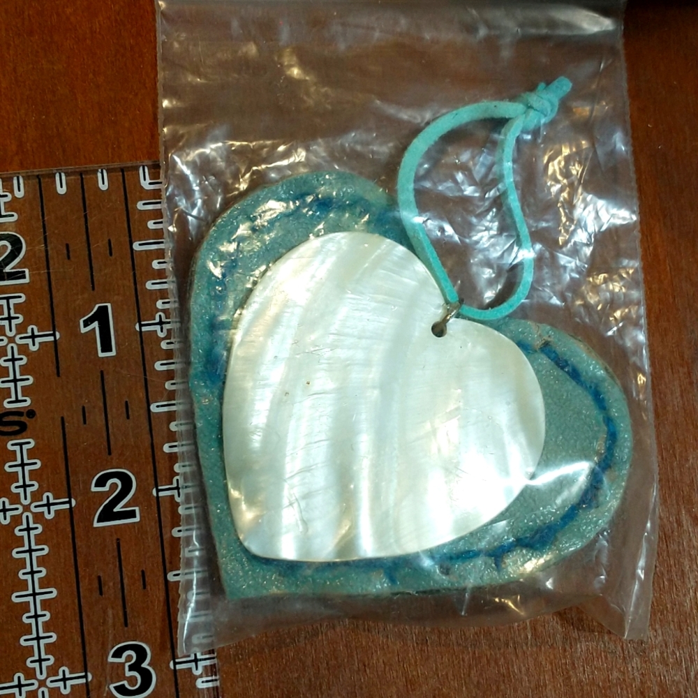 Huge Mother of Pearl Bag Charm on Leather